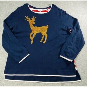 Crown & Ivy Holiday Sweater Gold Sequined Reindeer Sz 1X